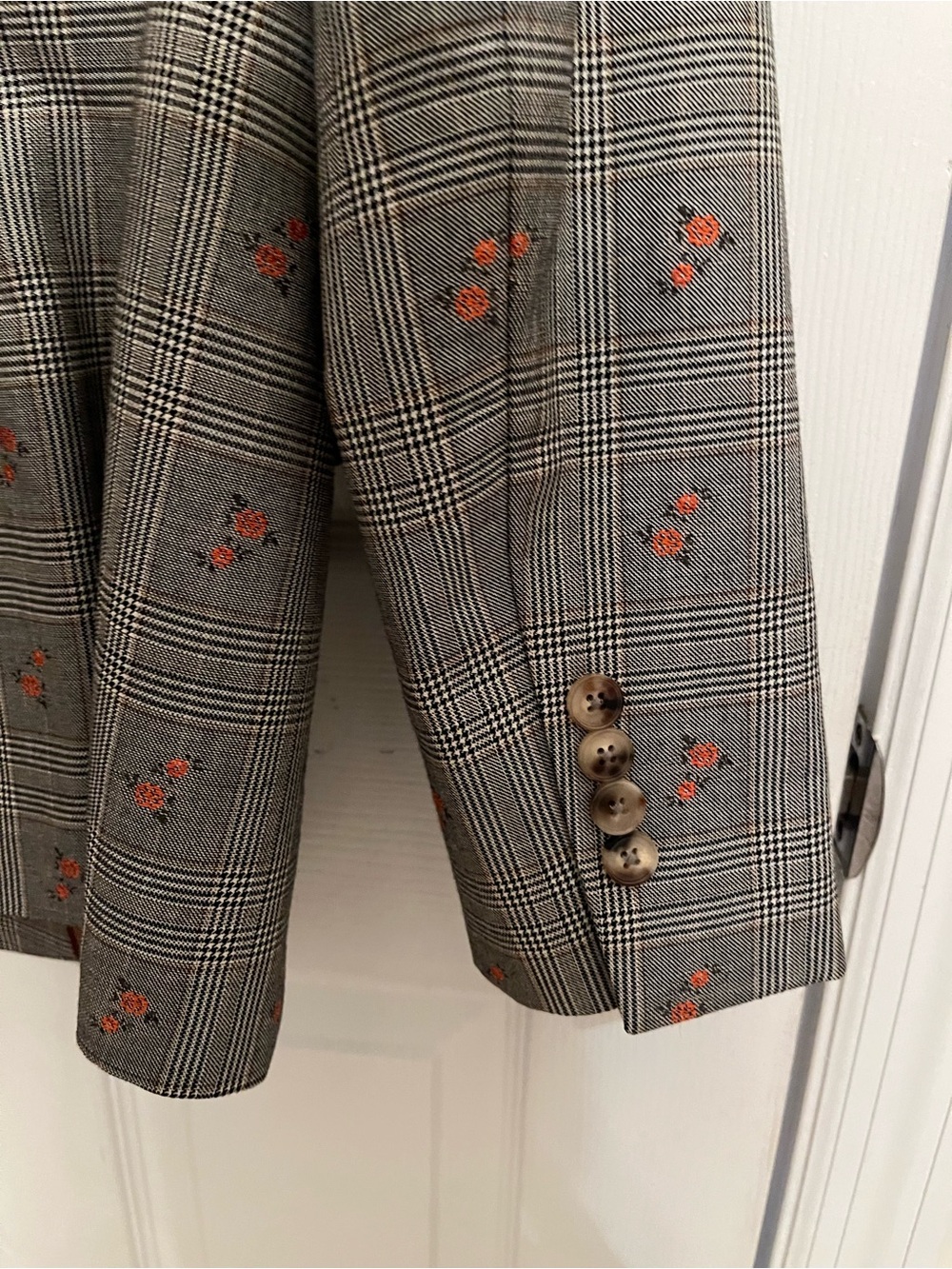 Brooks Brothers Floral Glen Plaid Double Breasted Blazer Size 8 - Picture 10 of 16